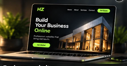 Business website shown on a laptop