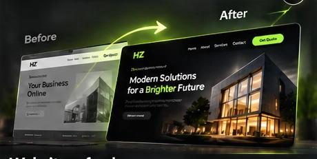 Before and after website redesign preview
